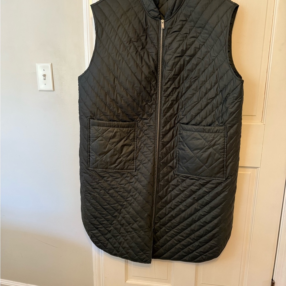 Plus Size 1x Vero Moda for Stitch Fix on trend  Long Quilted Vest with Pockets